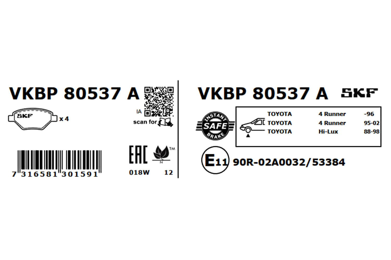 Placute frana SKF VKBP80537A